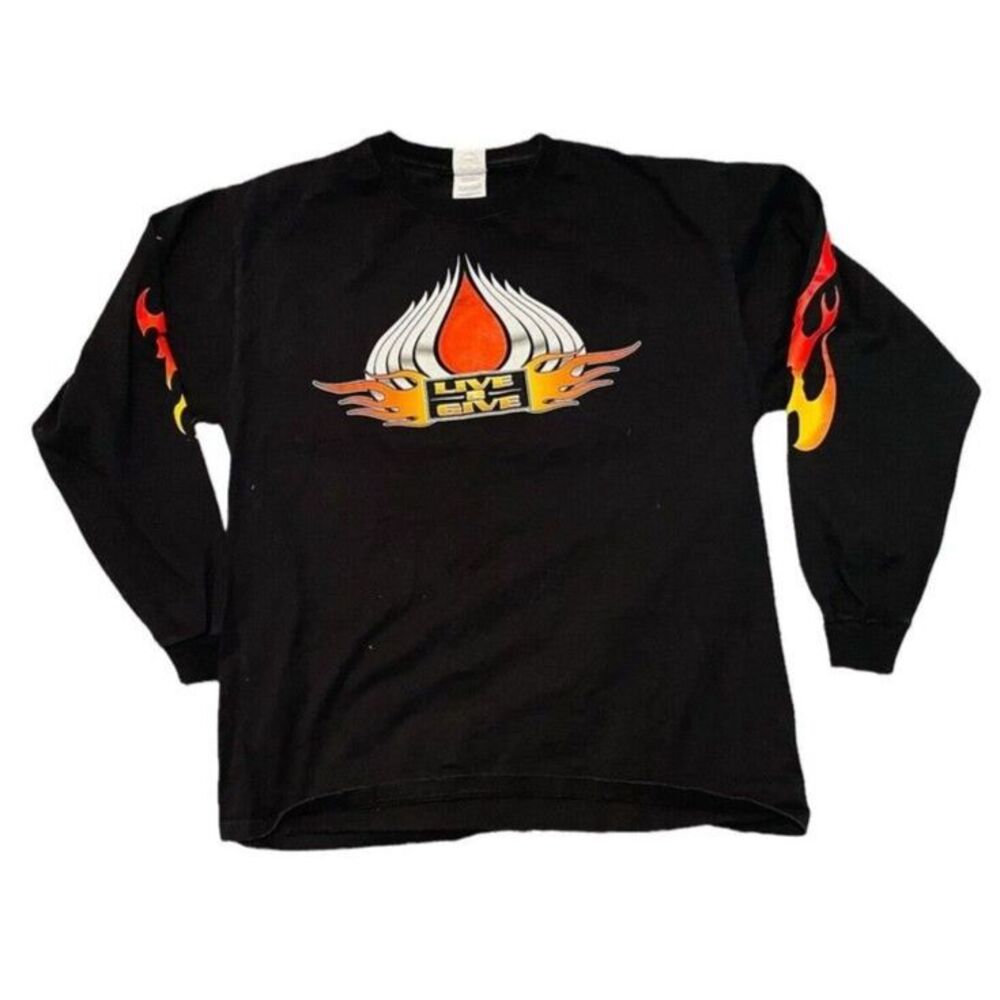 Vtg Harley Davidson Long Sleeve T Live To Give Delta Magnum Weight Men Sz L c6